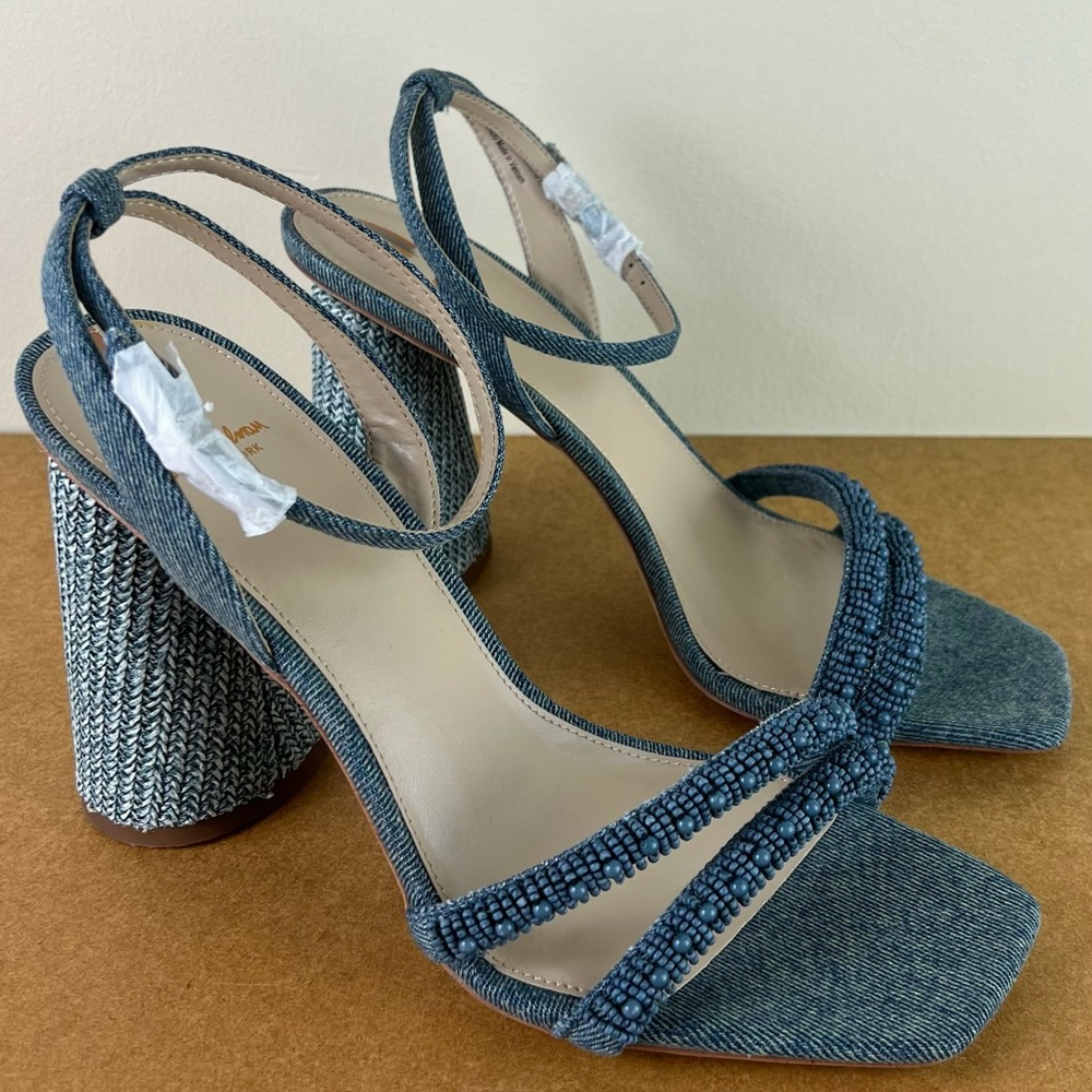NEW SAM EDELMAN BLUE BEADED SANDALS - Picture 2 of 12